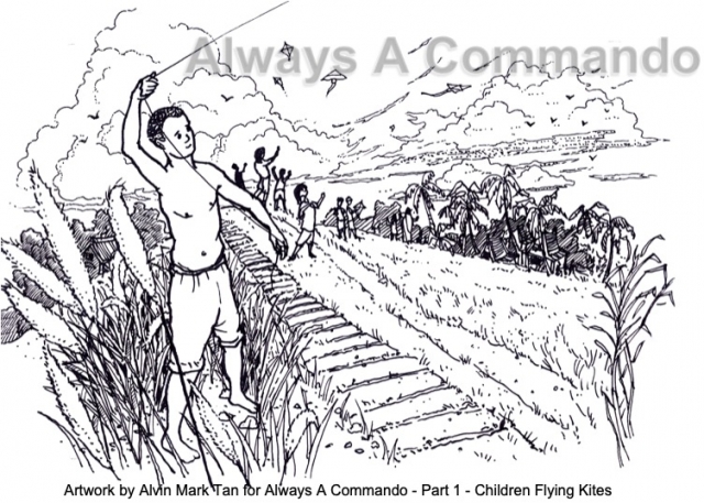 Artwork by Alvin Mark Tan for Always A Commando - Part 1 - Children Flying Kites