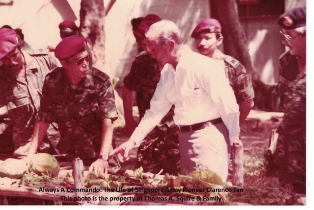 Clarence Tan meets then-President Wee Kim Wee during a visit to the SAF Commando Formation's camp in 1986 or 1987 - 2